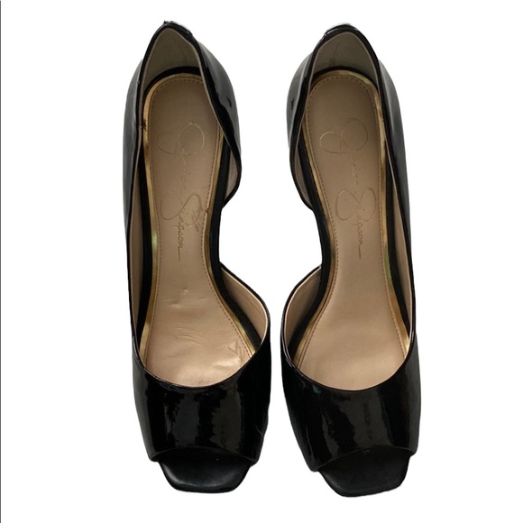Black Jessica Simpson Peep Toe Patent Leather Heel - Picture 6 of 8